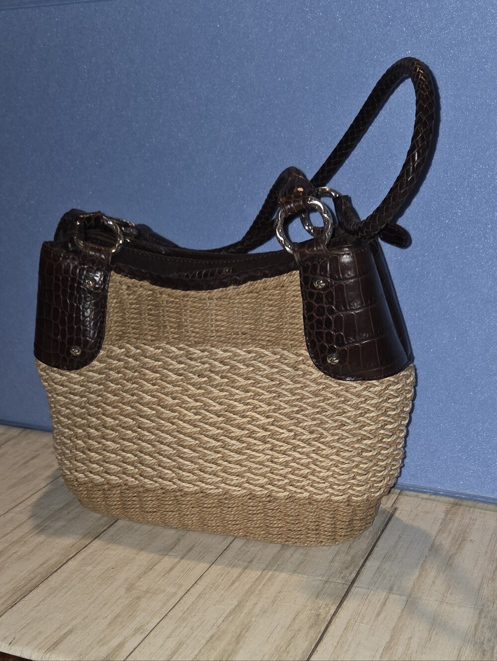 Brighton Tan And Beige Straw Bag
